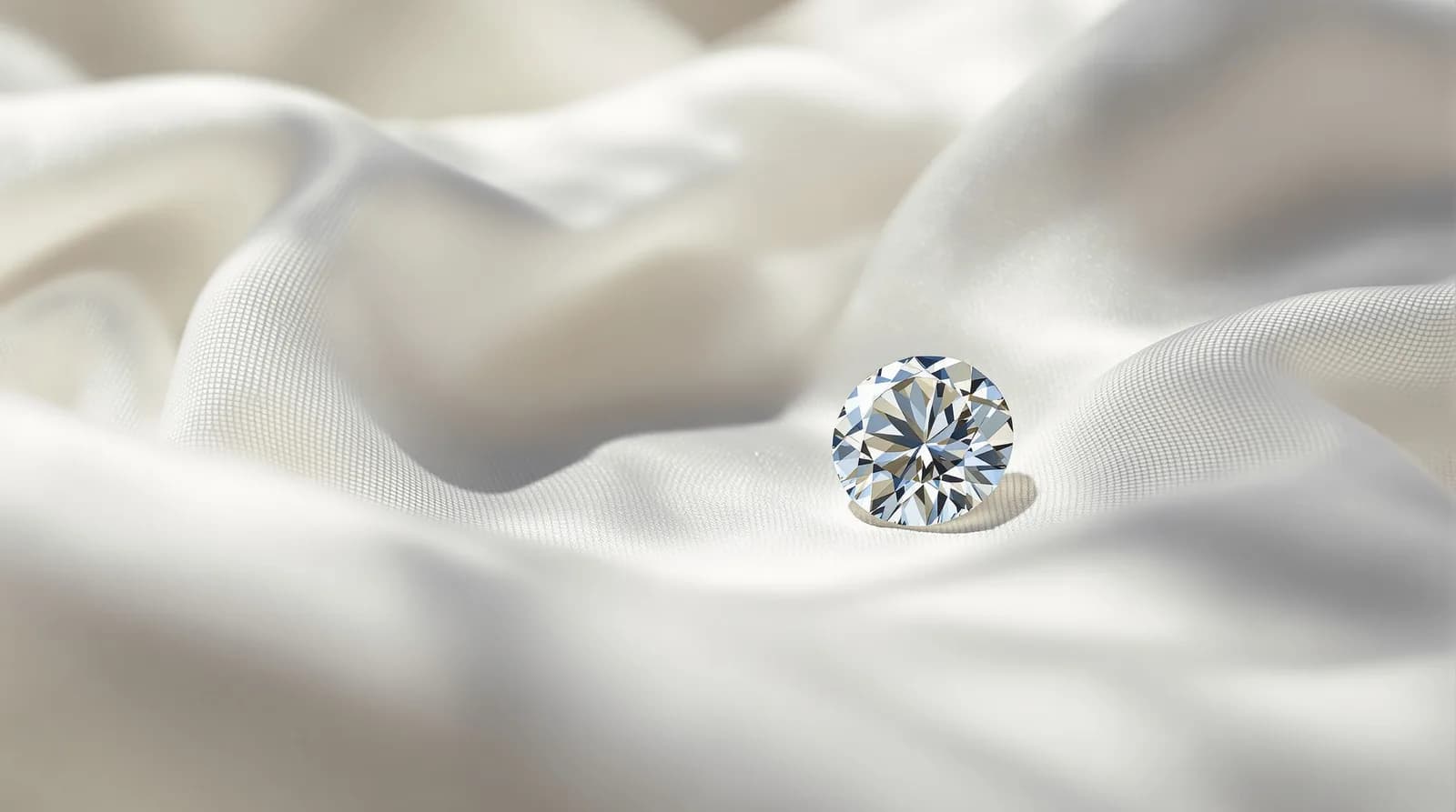 A brilliant-cut natural diamond on silk