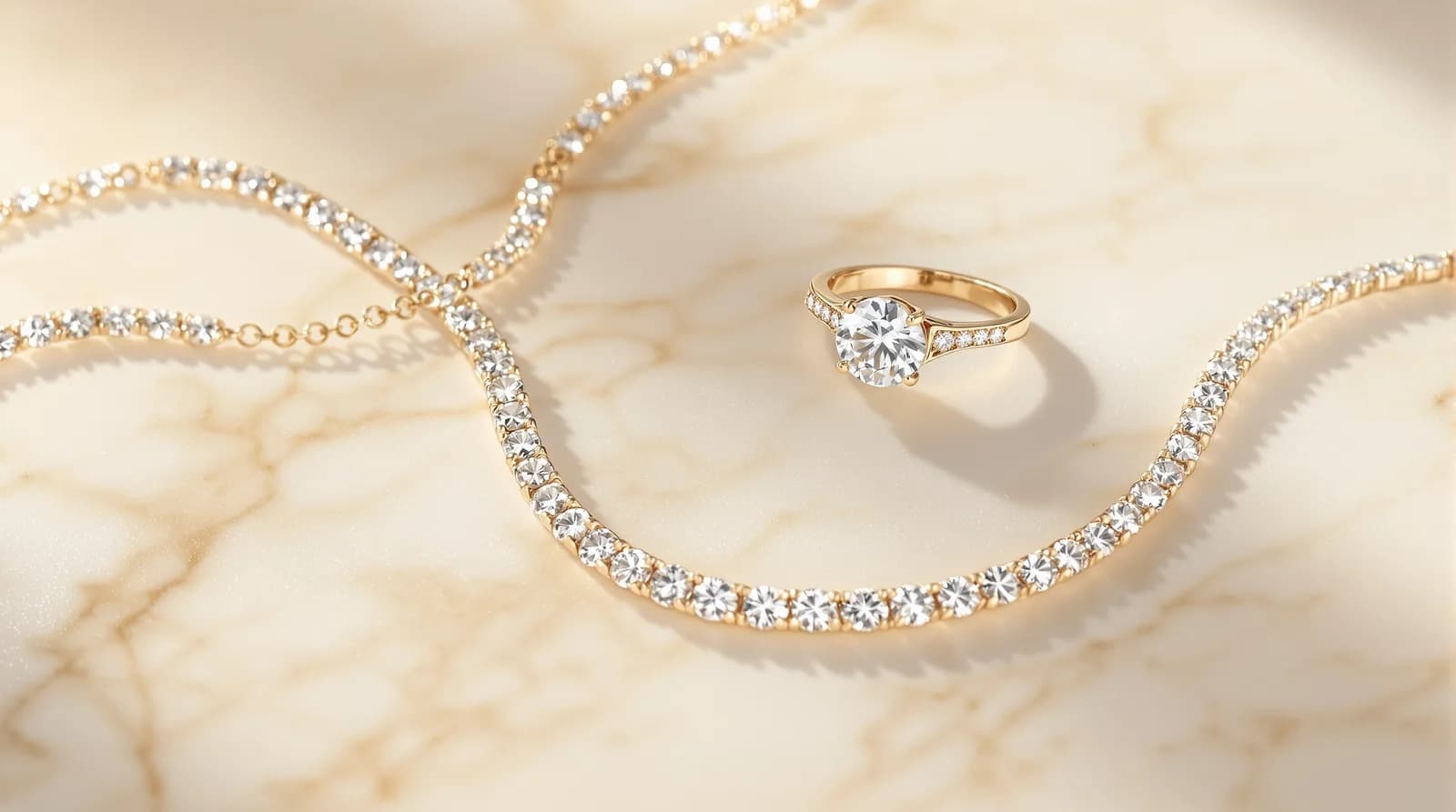 Kiran diamond jewelry on alabaster