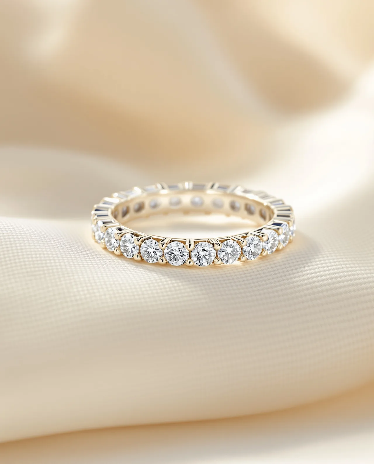 A Kiran diamond eternity ring on cream